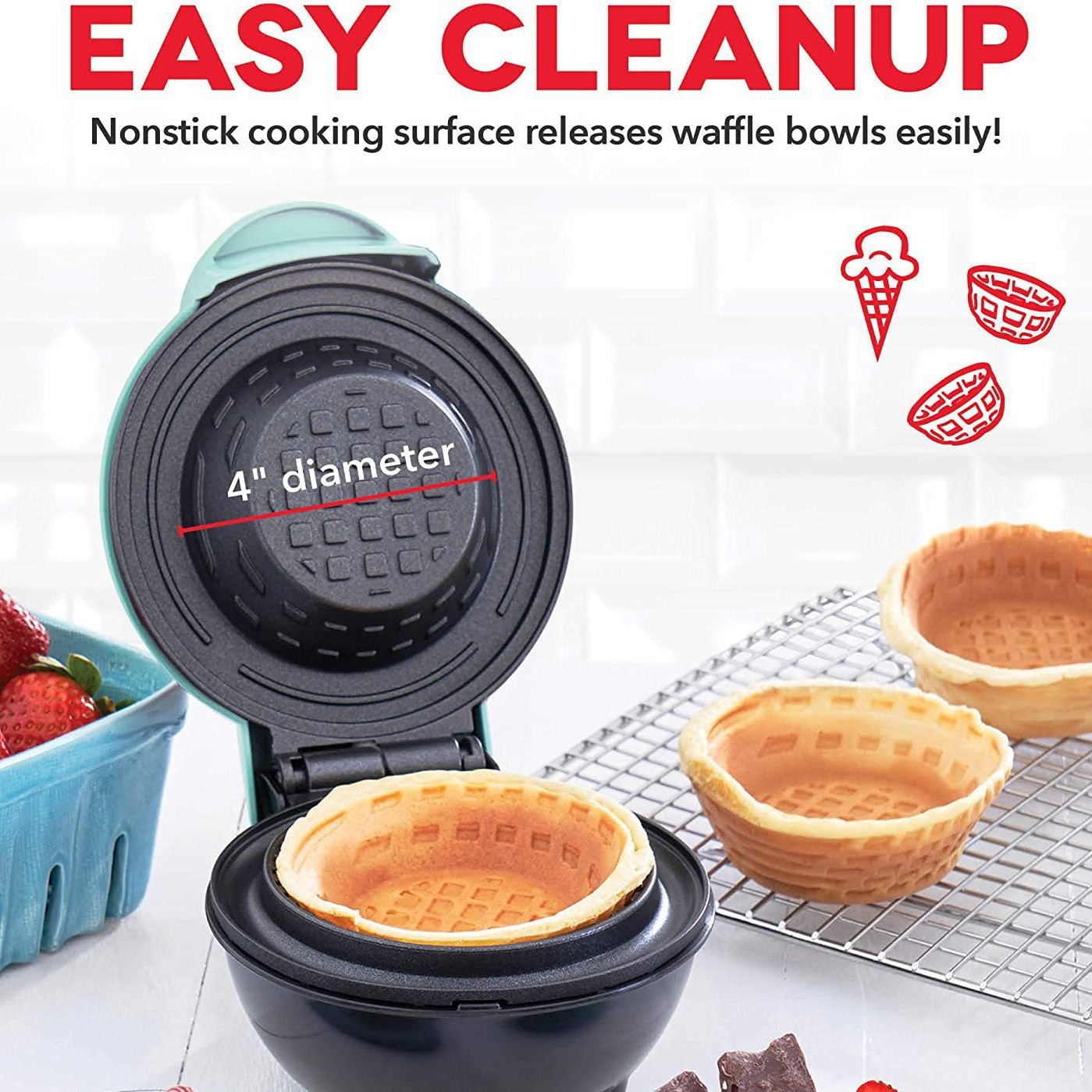 Mini Waffle Bowl Maker Electri - Mini Waffle Maker Machine review and price